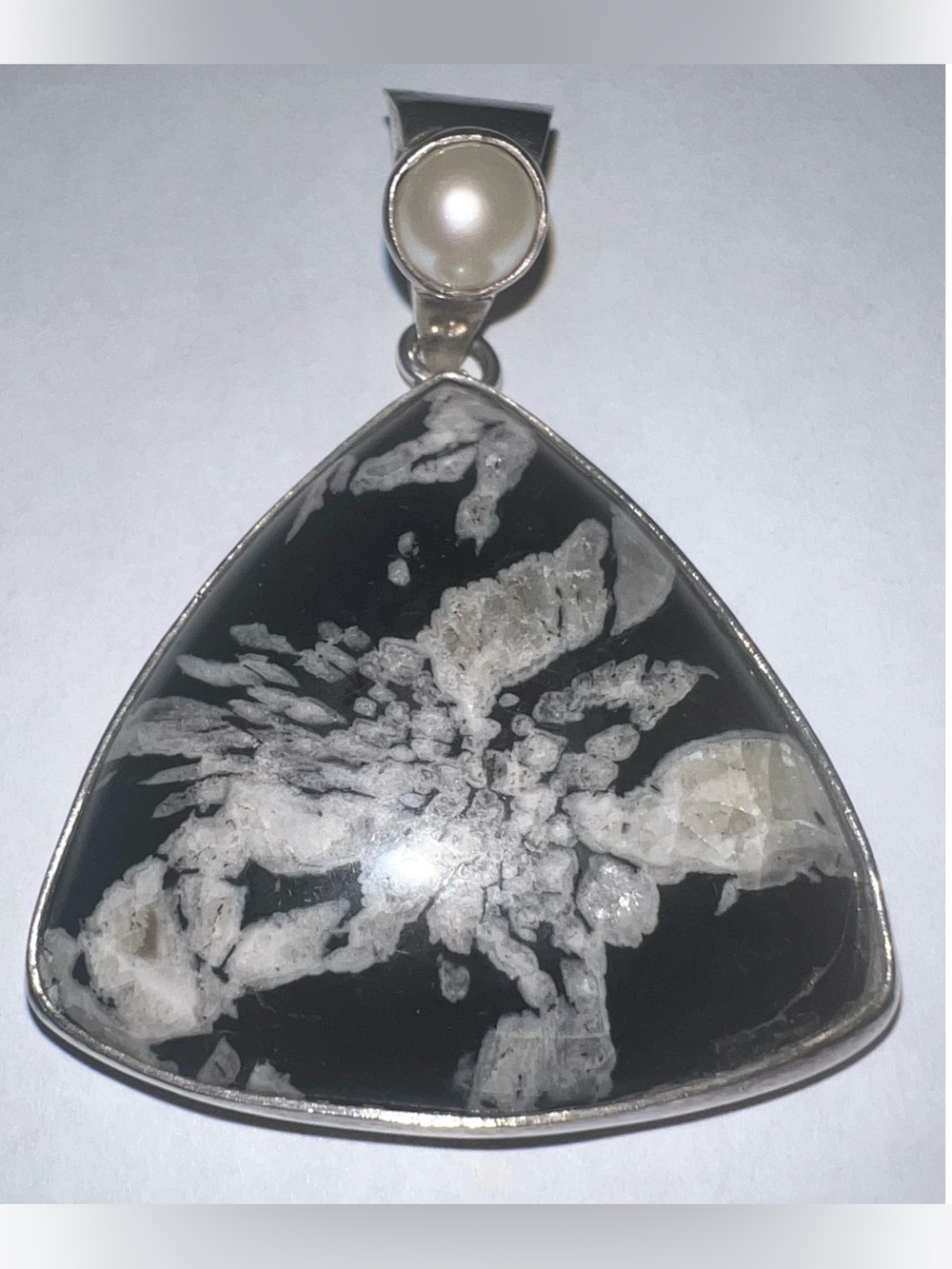 Rare Chrysanthemum Stone Pearl Pendant Sterling Silver Handmade Shari Liebert